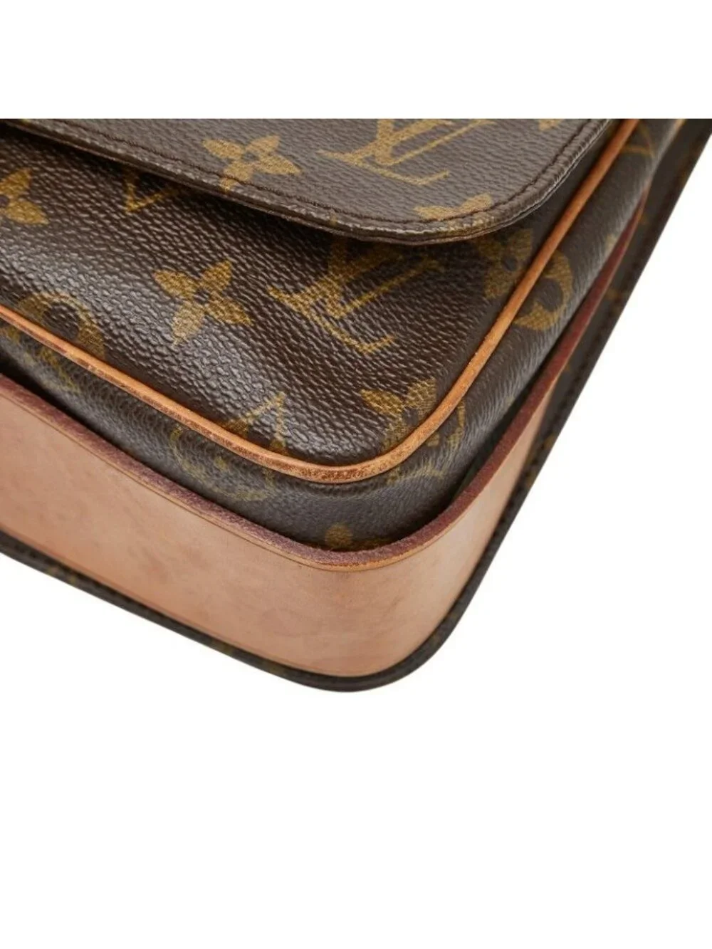 Louis Vuitton Monogram Cartouchiere MM Crossbody Shoulder Bag Brown Leather - Picture 4 of 10